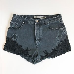 Denim & Co Distressed Vintage Black Denim Shorts